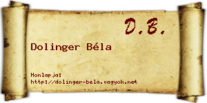 Dolinger Béla névjegykártya